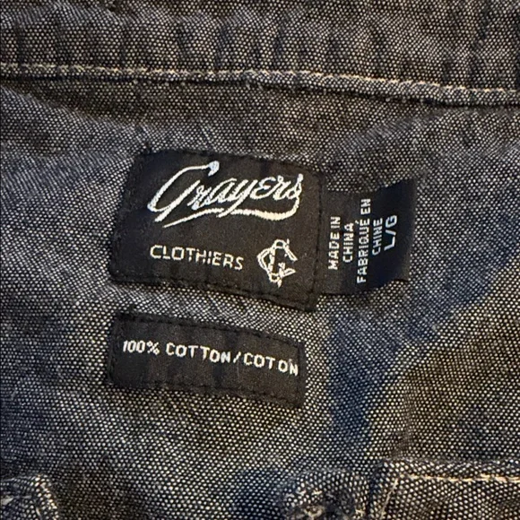 Men's Grayer’s Gray Henley Shirt 100% cottons size large - Picture 3 of 8